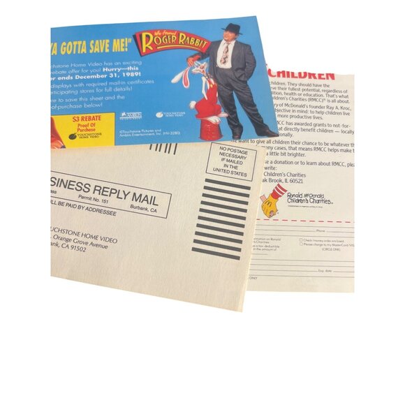 Vintage 80s Who Framed Roger Rabbit VHS Tape Original Sleeve Paperwork Estate - Picture 4 of 4